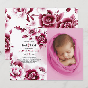 Invitation Fleurs bourguignonnes et fille de l'aquarelle Bapt