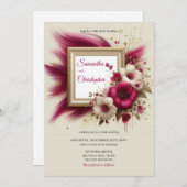 Invitation Fleurs bourguignonnes modernes et mariage à cadre  (Devant / Derrière)