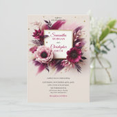 Invitation Fleurs bourguignonnes opulentes et mariage à cadre (Debout devant)