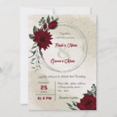 Invitation Fleurs bourguignonnes verdure mariage de couronne (Devant)