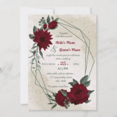 Invitation Fleurs bourguignonnes verdure mariage géométrique (Devant)