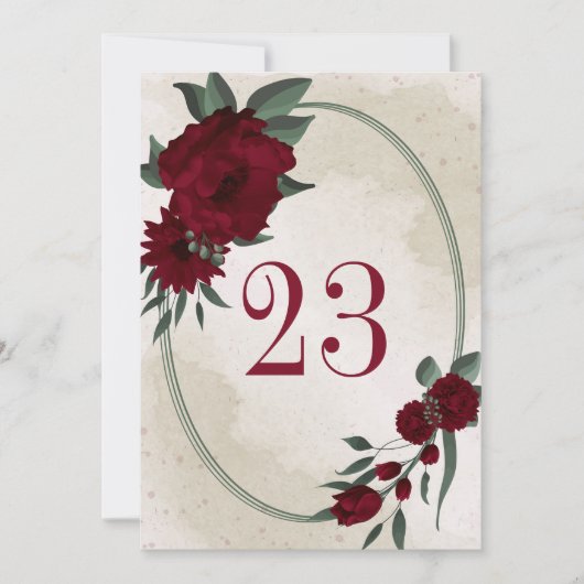 Invitation Fleurs bourguignonnes vert numéro de tableau géomé (Devant)