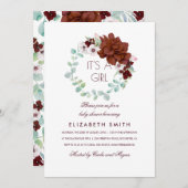 Invitation Fleurs Bourguignonnes Wreath Baby shower élégant (Devant / Derrière)