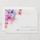 Invitation Fleurs Brillantes et Demoiselle d'Honneur en Or (Dos)