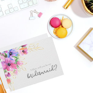 Invitation Fleurs Brillantes et Demoiselle d'Honneur en Or