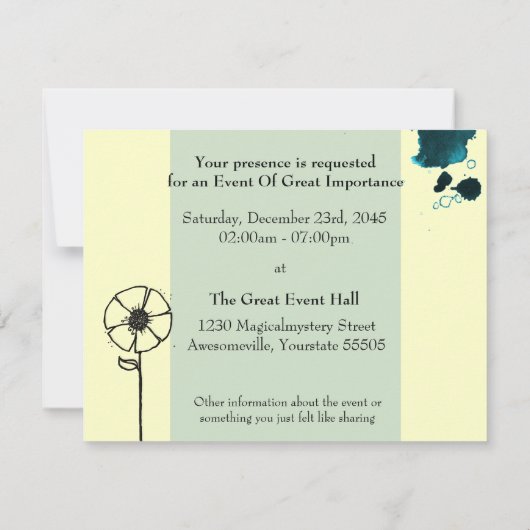 Invitation Fleurs brouillées bleues (Dos)