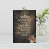 Invitation Fleurs Brown Damas Dark Gothic Sweet 16 (Debout devant)