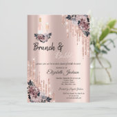 Invitation Fleurs, brunch Drips & Bubbly Shower de mariage (Debout devant)