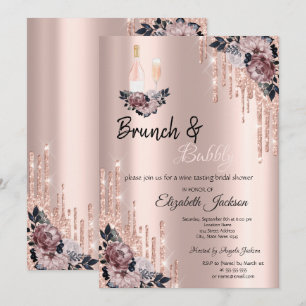 Invitation Fleurs, brunch Drips & Bubbly Shower de mariage 