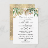 Invitation Fleurs Brunch Mint Vert or Aquarelle Blanc (Devant / Derrière)