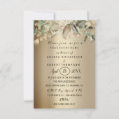 Invitation Fleurs Brunch Sepia Gold Mariage Anniversaire (Devant)