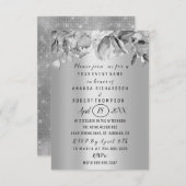 Invitation Fleurs Brunch Silver GRay Mariage Anniversaire (Devant / Derrière)