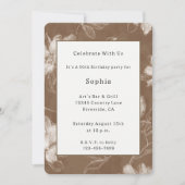 Invitation Fleurs Brunes Crème Anniversaire (Devant)