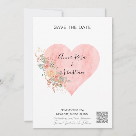 Invitation *~* Fleurs cardiaques AR6 QR MARIAGE ENREGISTRER L (Devant)