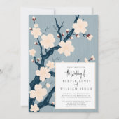 Invitation Fleurs cerises japandi mariage (Devant)