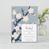 Invitation Fleurs cerises japandi mariage (Debout devant)