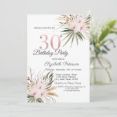 Invitation Fleurs Chic Boho 30 ans Anniversaire (Debout devant)