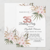 Invitation Fleurs Chic Boho 35e Anniversaire (Devant / Derrière)