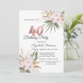 Invitation Fleurs Chic Boho 40e Anniversaire (Debout devant)