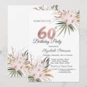 Invitation Fleurs Chic Boho 60e Anniversaire (Devant / Derrière)