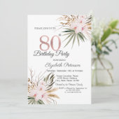 Invitation Fleurs Chic Boho 80e Anniversaire (Debout devant)