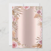 Invitation Fleurs Chic Boho Rose Doré 100e Anniversaire (Dos)