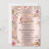 Invitation Fleurs Chic Boho Rose Gold 65e Anniversaire (Devant)