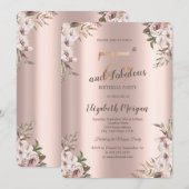 Invitation Fleurs Chic Boho Rose Gold 75e Anniversaire (Devant / Derrière)