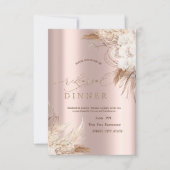 Invitation Fleurs Chic Boho Rose Gold Dîner de Répétition (Devant)
