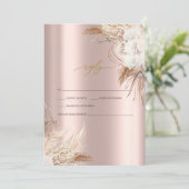 Invitation Fleurs Chic Boho Rose Gold Mariage RSVP (Debout devant)