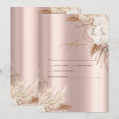 Invitation Fleurs Chic Boho Rose Gold Mariage RSVP (Devant / Derrière)
