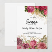 Invitation Fleurs chic et glamour modernes pour toutes les oc (Devant / Derrière)