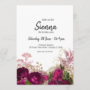 Invitation Fleurs chic et glamour modernes pour toutes les oc