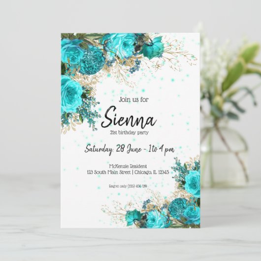 Invitation Fleurs chic et glamour modernes pour toutes les oc (Debout devant)