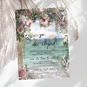 Invitation Fleurs Chic Mariage en Fuite sur l'Océan