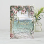 Invitation Fleurs Chic Mariage Océan (Debout devant)