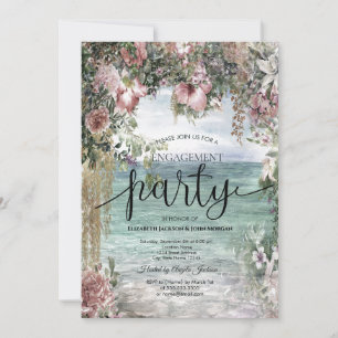 Invitation Fleurs Chic Océan Engagement