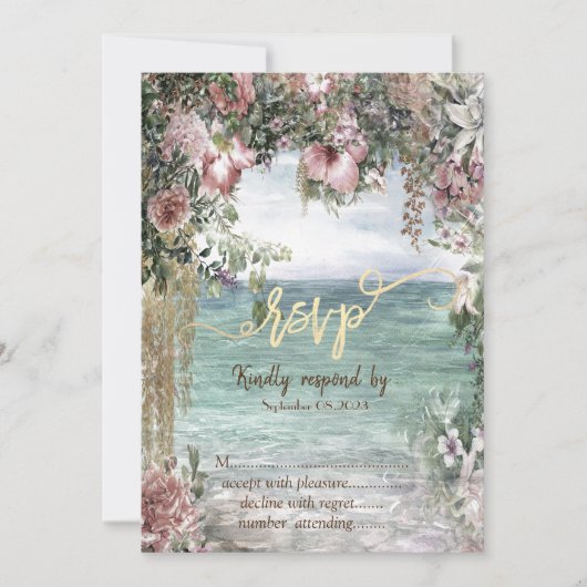Invitation Fleurs chic Ocean RSVP (Devant)