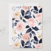 Invitation Fleurs Chic Rose Bleu Anniversaire (Dos)