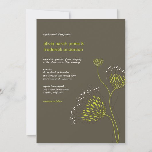 Invitation Fleurs Chrysanthème Floral Élégant Mariage chic (Devant)
