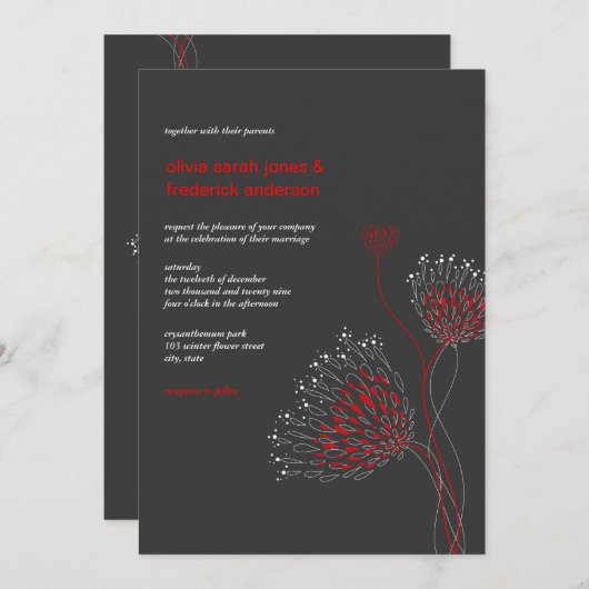 Invitation Fleurs Chrysanthème Floral Élégant Mariage chic (Devant / Derrière)