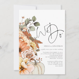 Invitation Fleurs Citrouille Automne Nous Faisons Code QR Inv