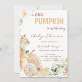 Invitation Fleurs Citrouilles blanches chic (Devant)