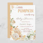 Invitation Fleurs Citrouilles blanches chic (Devant / Derrière)