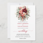 Invitation Fleurs Classiques de Marsala Verdure Mariage d'Aut (Devant)