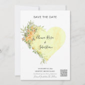 Invitation *~* Fleurs Coeur AR6 QR MARIAGE ENREGISTRER LA DAT (Devant)
