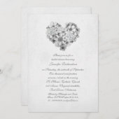 Invitation fleurs coeur fleurs vintage nuptiale douche (Devant / Derrière)