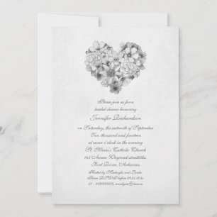 Invitation fleurs coeur fleurs vintage nuptiale douche