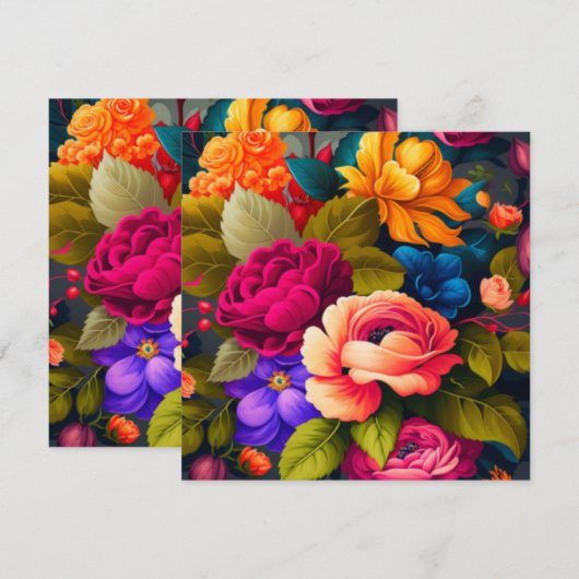 Invitation Fleurs colorées (Devant / Derrière)