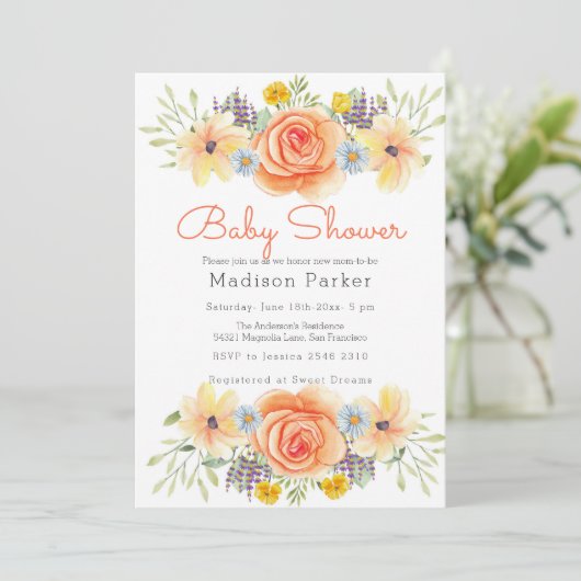 Invitation Fleurs colorées (Debout devant)